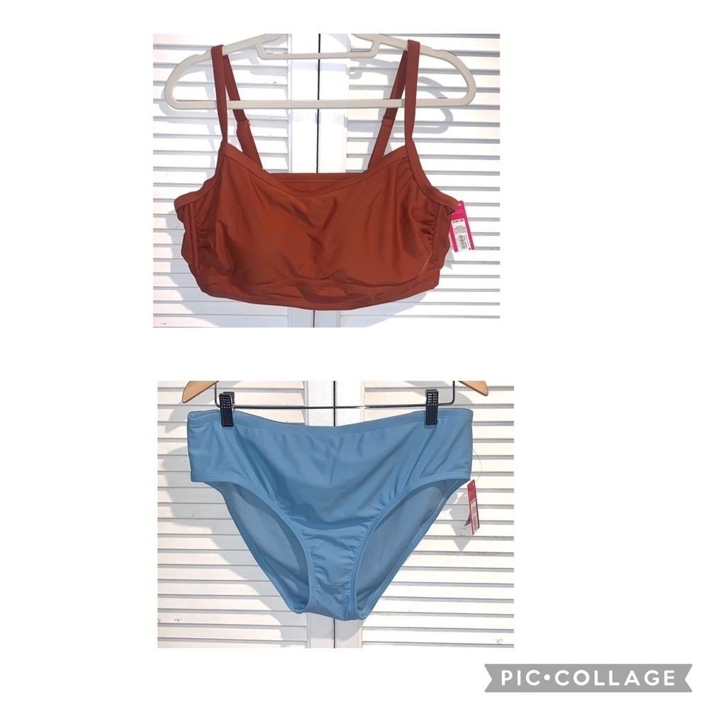 Mismatch Bikini Rust colored top and Blue bottoms NWT size 1X